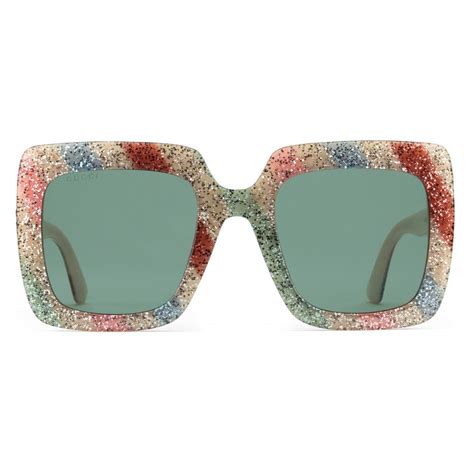 gucci diamond glitter sunglasses|white gucci sunglasses women.